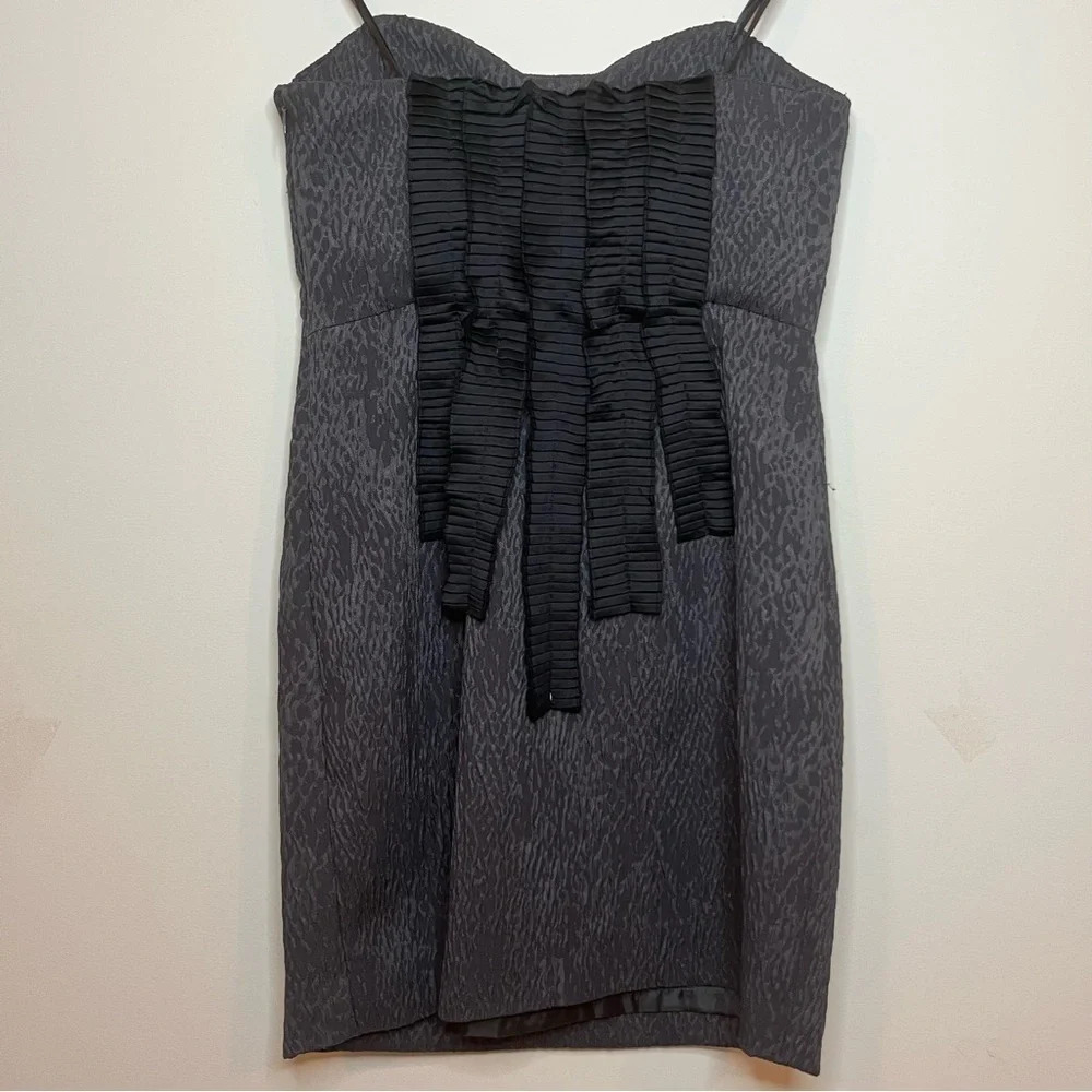 NWT BCBG Generation Sweeheart Gray Pleated Back Cocktail Strapless Minidress - Picture 4 of 9